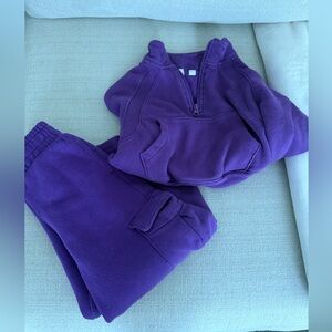 Purple Fleece Hoodie and Joggers Set kids size 6/7